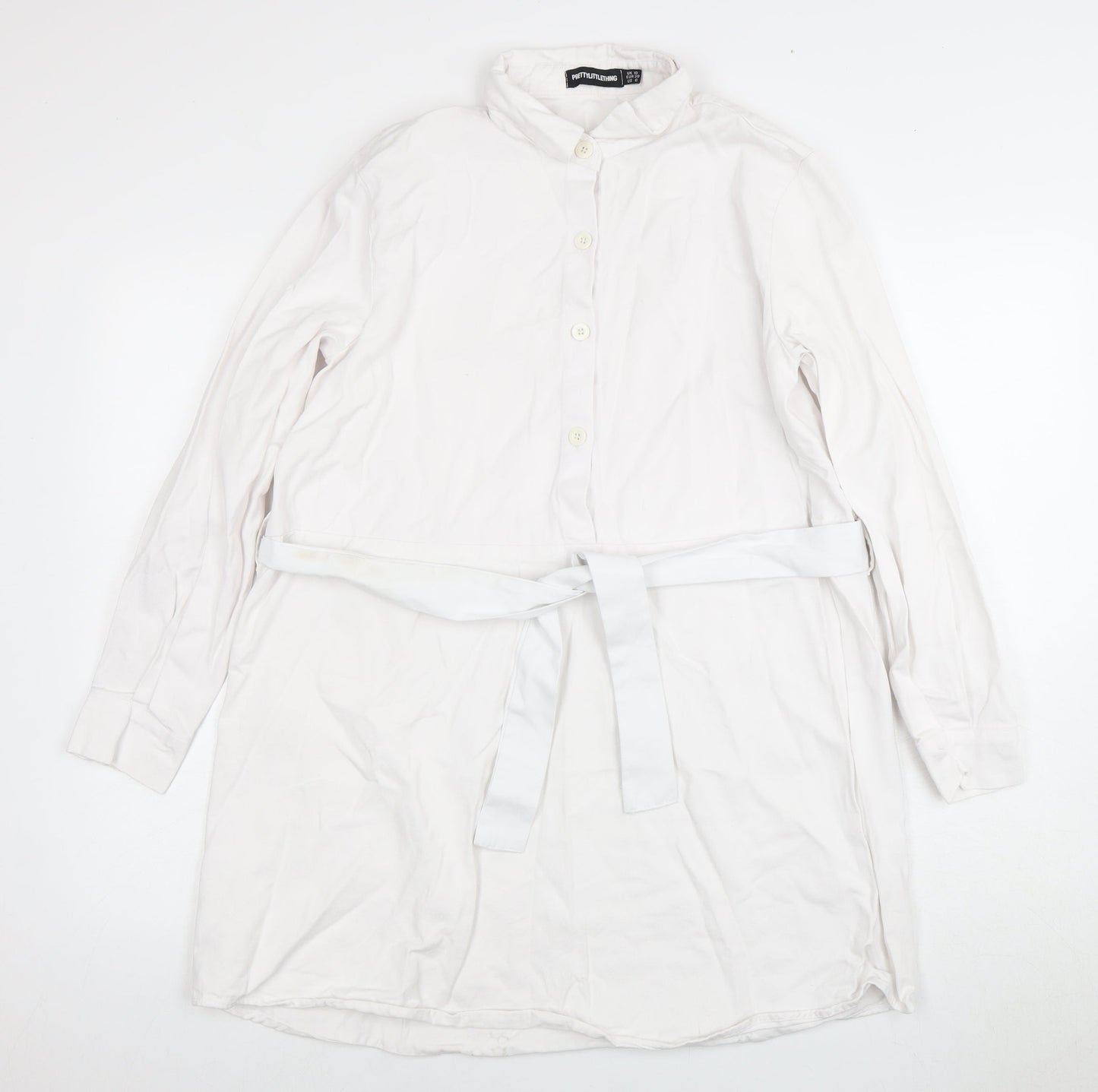PrettyLittleThing Women's White Shirt Dress Size 10