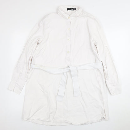 PrettyLittleThing Women's White Shirt Dress Size 10