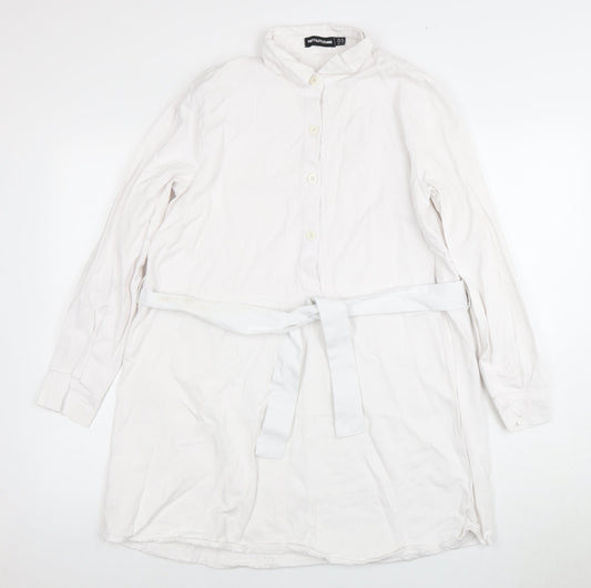 PrettyLittleThing Women's White Shirt Dress Size 10