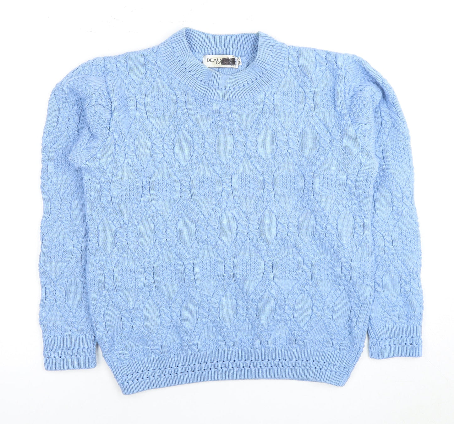 BEAUMOND PARIS Women's Blue Cable Knit Pullover Jumper