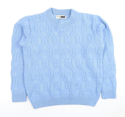 BEAUMOND PARIS Women's Blue Cable Knit Pullover Jumper