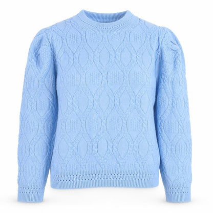 BEAUMOND PARIS Women's Blue Cable Knit Pullover Jumper