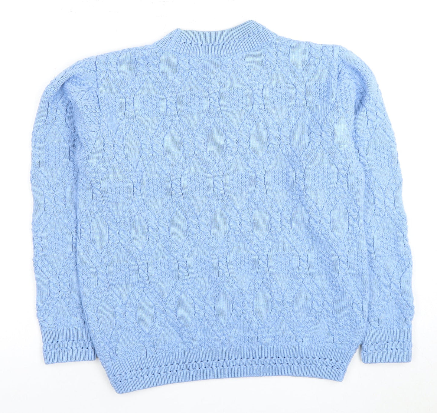BEAUMOND PARIS Women's Blue Cable Knit Pullover Jumper