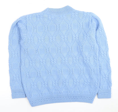 BEAUMOND PARIS Women's Blue Cable Knit Pullover Jumper