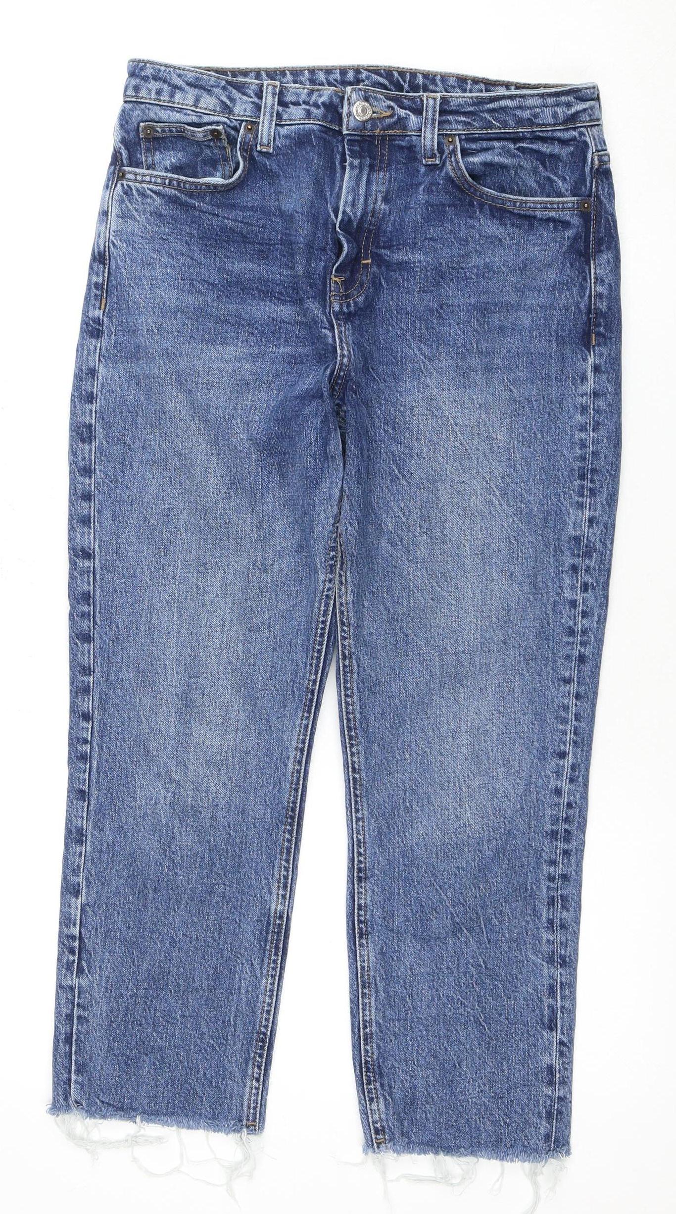 Topshop Womens Blue Straight Jeans, Size 30, 5-Pocket Design