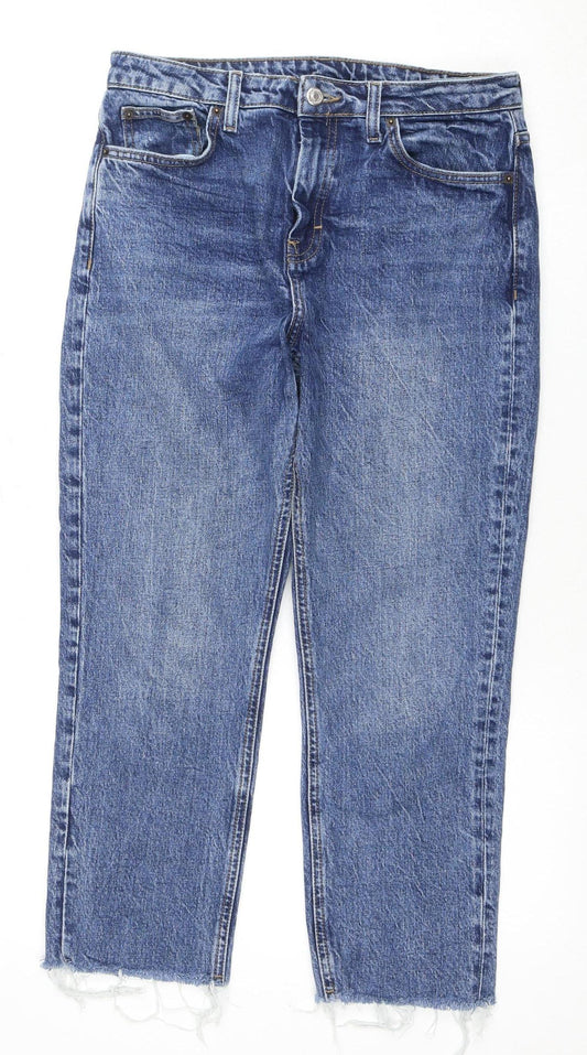 Topshop Womens Blue Straight Jeans, Size 30, 5-Pocket Design
