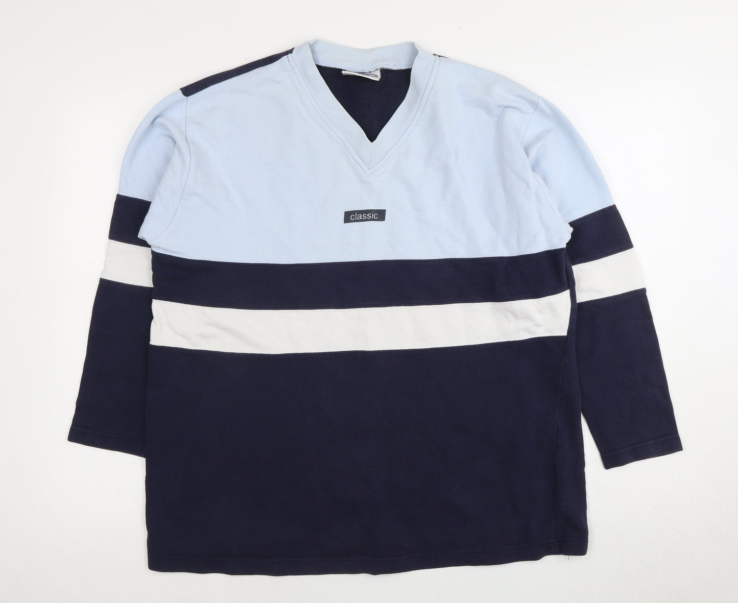 Cotton Republic Unisex Blue Colourblock Sweatshirt Size 18