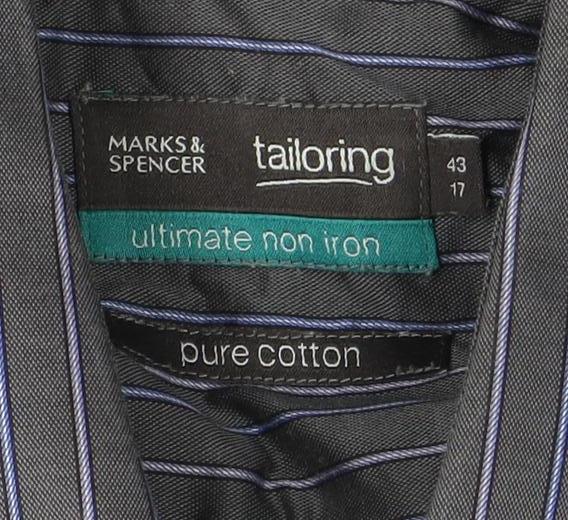 Mens UK Collar Size 43 Marks and Spencer Smart Black  Dress Shirt