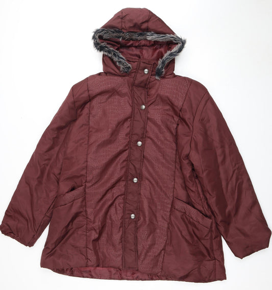 Womens UK Size XL Anne de Lancay Red Parka Coat