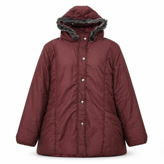 Front view of Anne de Lancay Women’s Parka Jacket Hooded XL Red