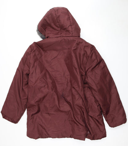Womens UK Size XL Anne de Lancay Red Parka Coat