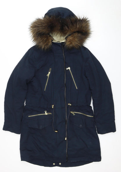 Womens UK Size 10 Warehouse Blue Parka Coat