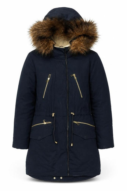 Womens UK Size 10 Warehouse Blue Parka Coat