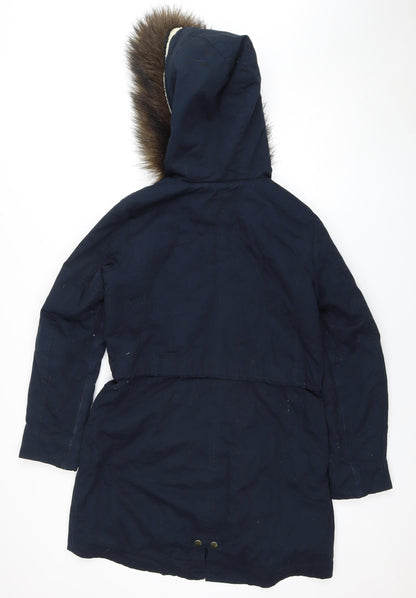 Womens UK Size 10 Warehouse Blue Parka Coat