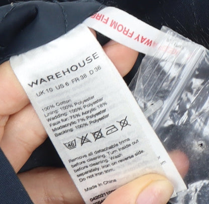 Womens UK Size 10 Warehouse Blue Parka Coat