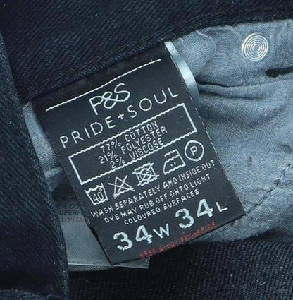 Pride + Soul Unisex Black Straight Jeans 34W 34L