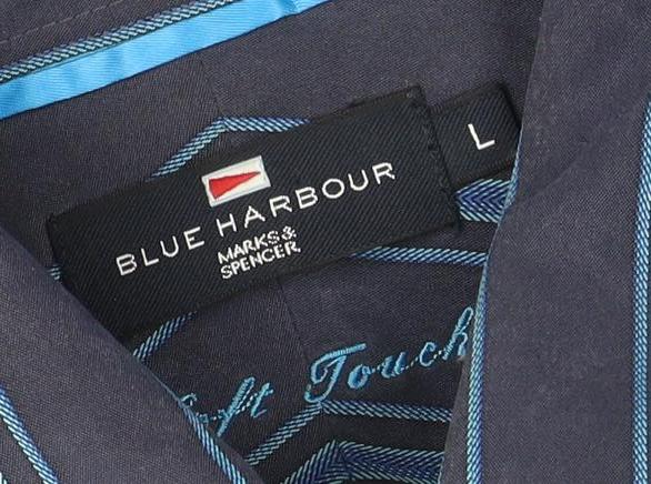 Mens UK Collar Size L Marks and Spencer Smart Blue  Dress Shirt