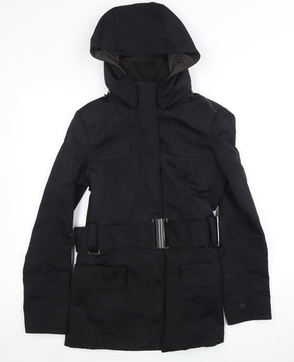 Womens UK Size 10 Zara Basic Black Parka Coat