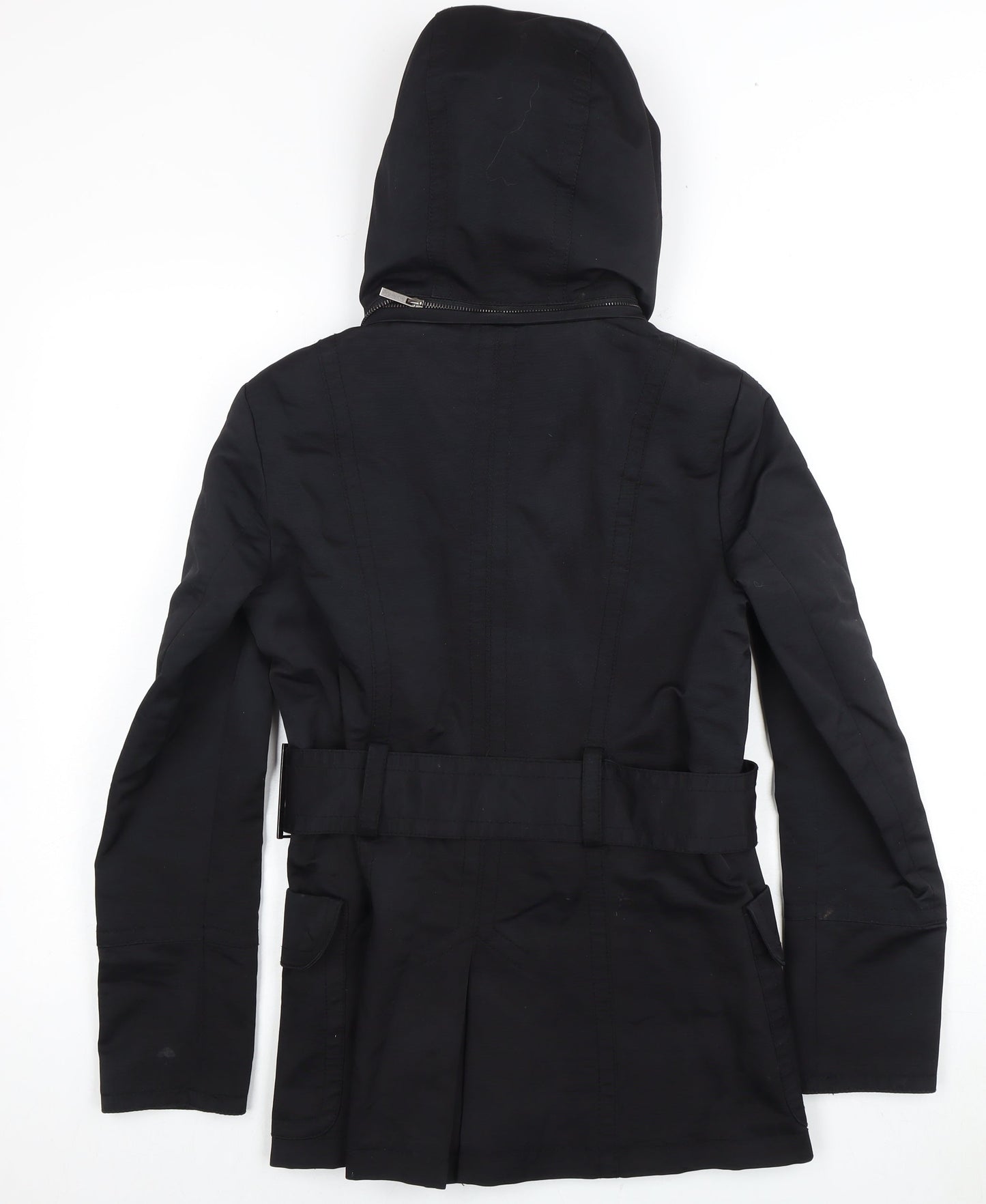 Womens UK Size 10 Zara Basic Black Parka Coat