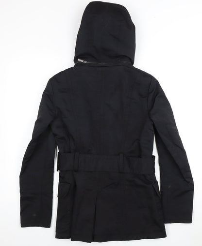Womens UK Size 10 Zara Basic Black Parka Coat
