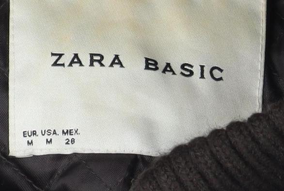 Womens UK Size 10 Zara Basic Black Parka Coat