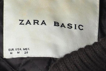 Womens UK Size 10 Zara Basic Black Parka Coat