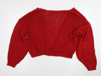 ASOS DESIGN Women's Red V-Neck Cardigan XS