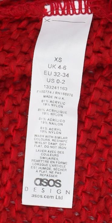 ASOS DESIGN Women's Red V-Neck Cardigan XS