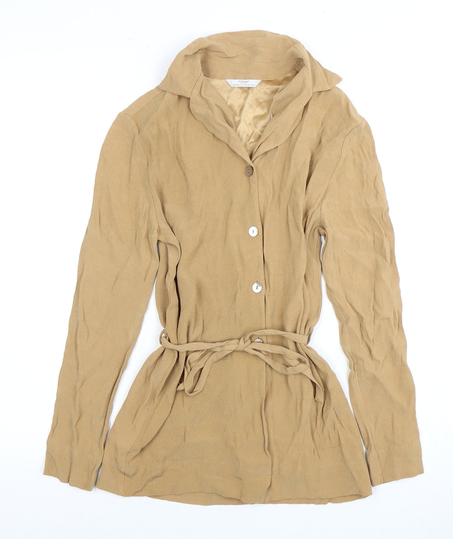 Womens UK Size 10 Marks and Spencer Beige Basic Blouse