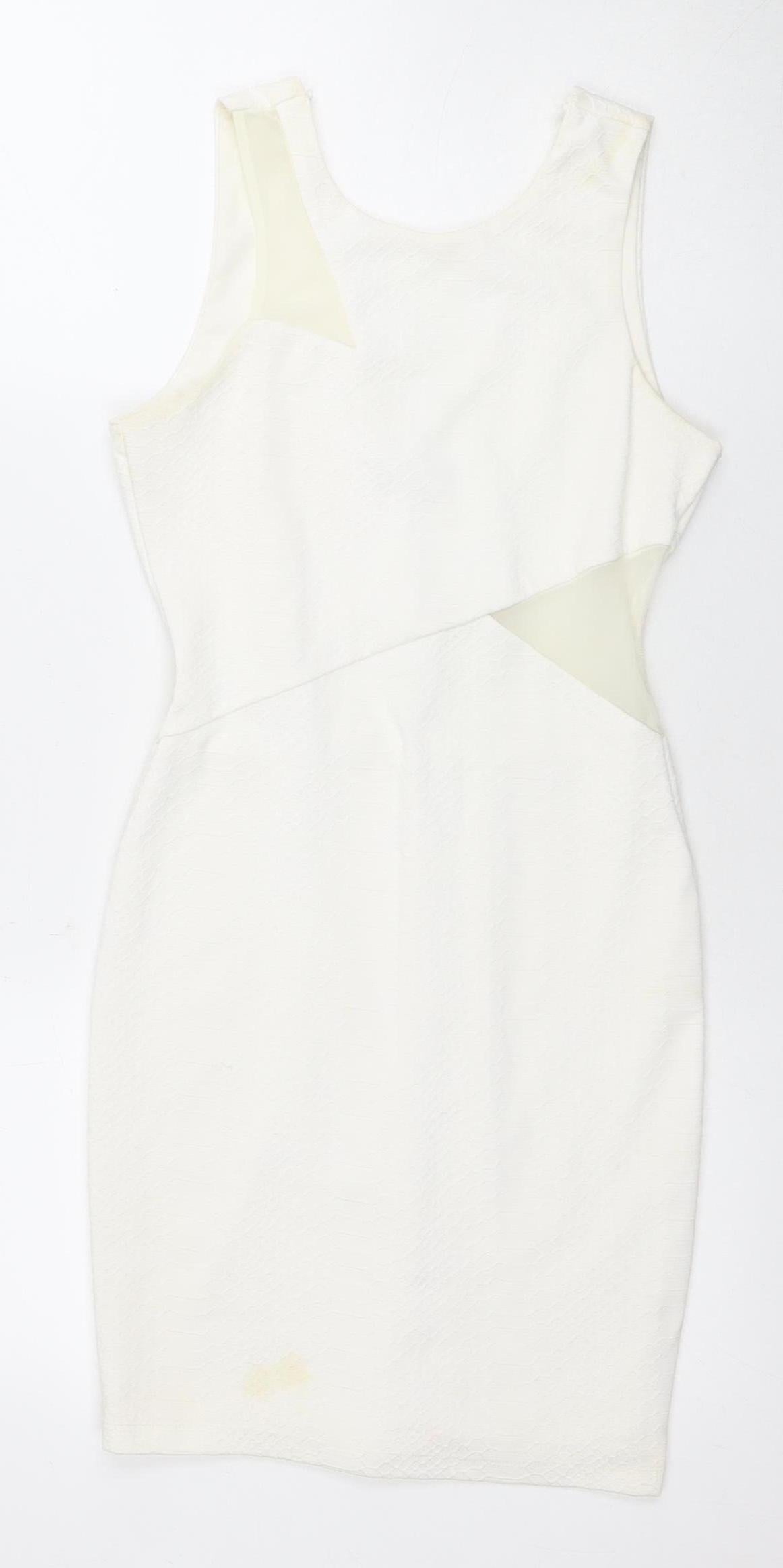 Miss Selfridge Women's Ivory Sheath Dress V-Neck Size 8