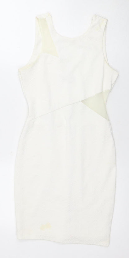 Miss Selfridge Women's Ivory Sheath Dress V-Neck Size 8