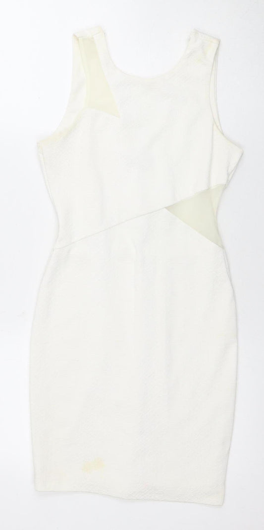 Miss Selfridge Women's Ivory Sheath Dress V-Neck Size 8