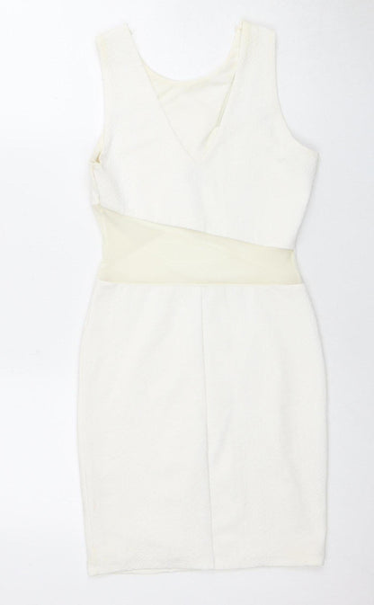 Miss Selfridge Women's Ivory Sheath Dress V-Neck Size 8
