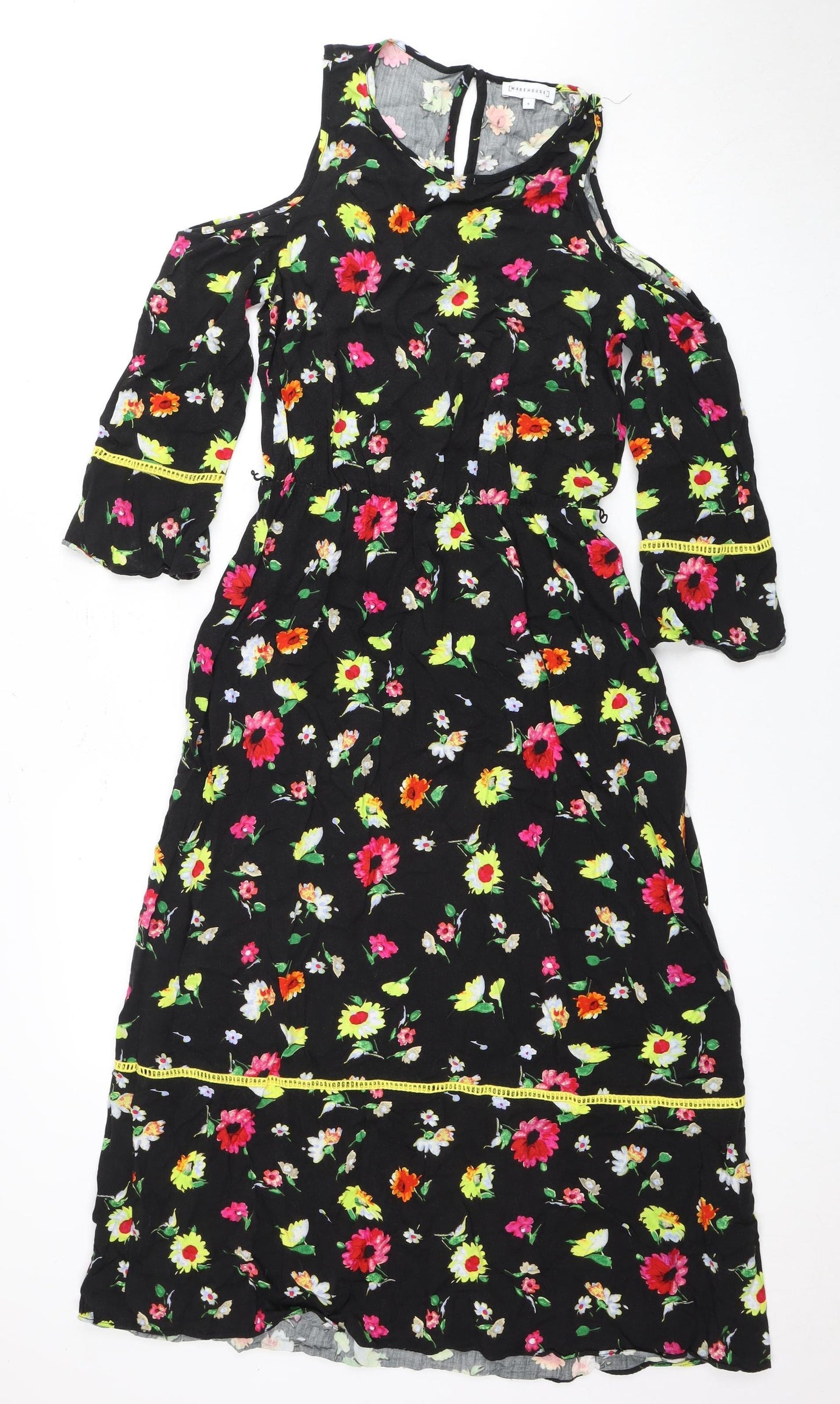 Warehouse Women's Black Floral Dress Size 8