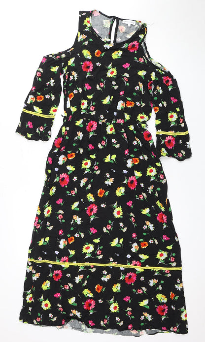 Warehouse Women's Black Floral Dress Size 8