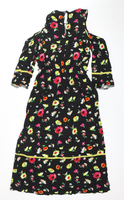 Warehouse Women's Black Floral Dress Size 8