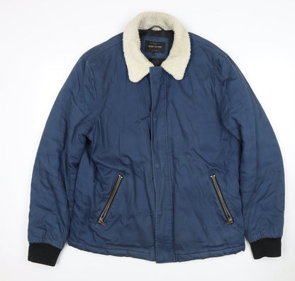 Mens UK Size L River Island Blue Bomber Jacket