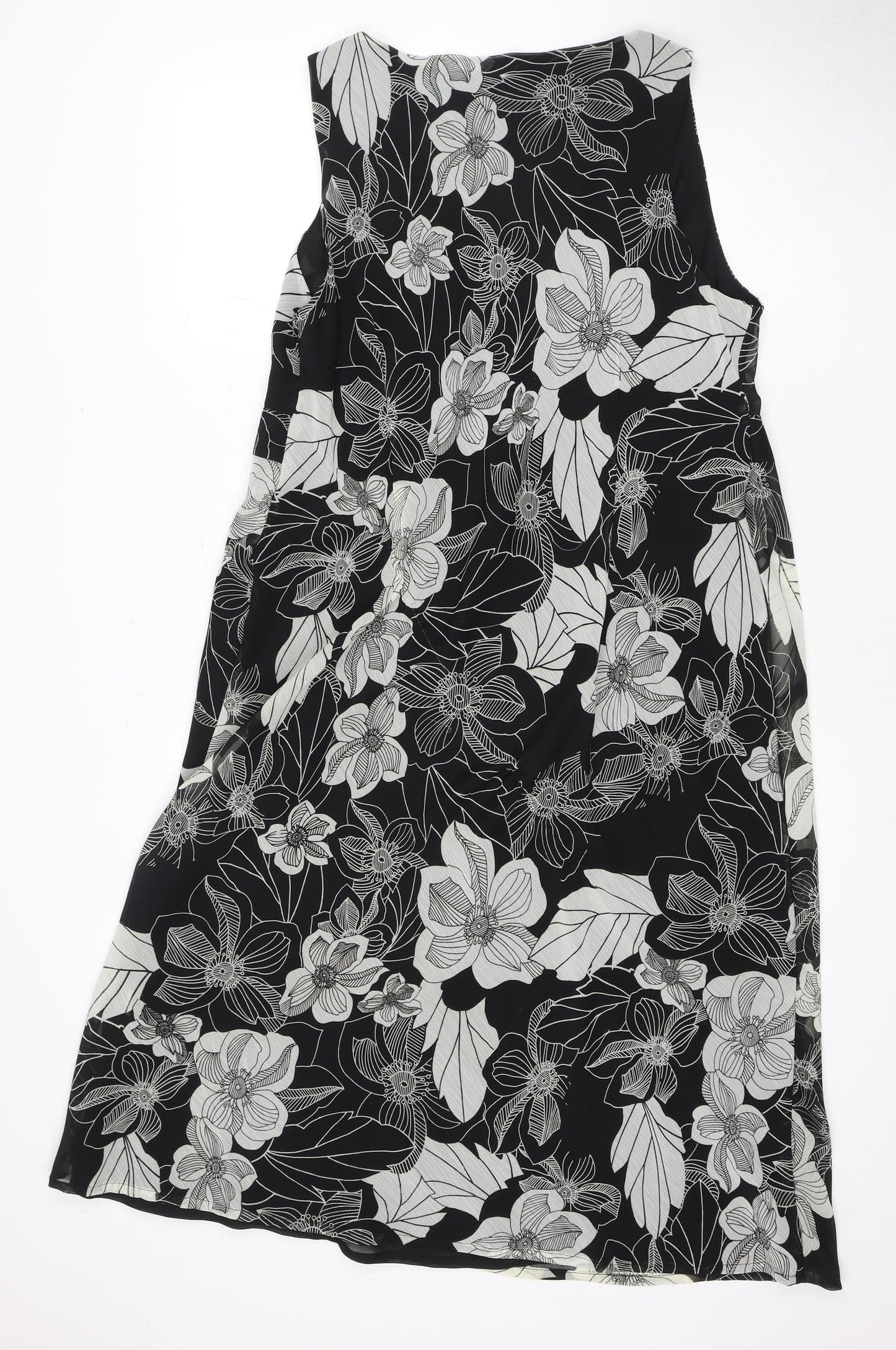 Bonmarché Women's Black Floral Dress Size 18 Sleeveless