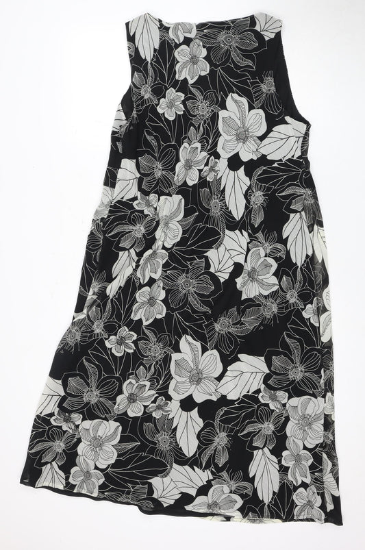 Bonmarché Women's Black Floral Dress Size 18 Sleeveless