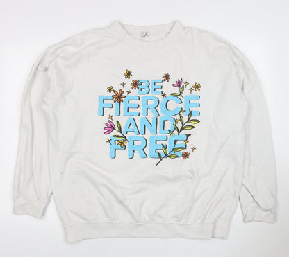 River Island Women's White Pullover Sweatshirt L