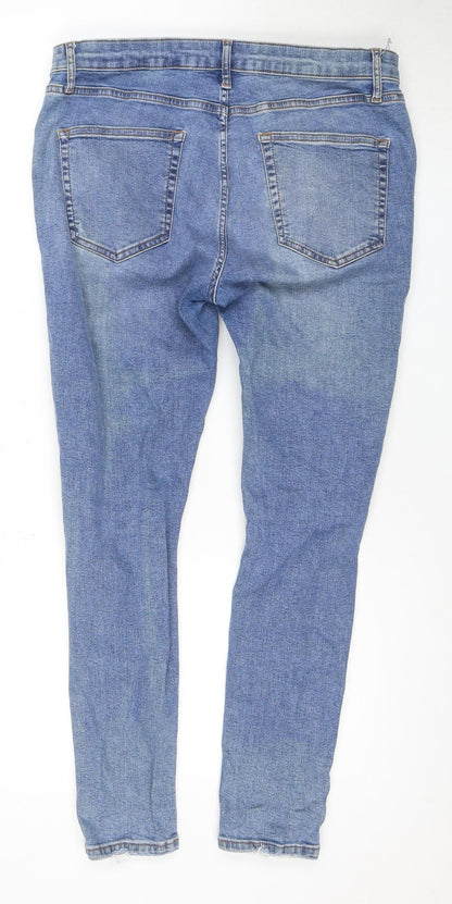 Topshop Women's Blue Skinny Distressed Jeans Size 14