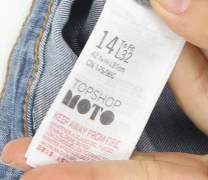 Topshop Women's Blue Skinny Distressed Jeans Size 14