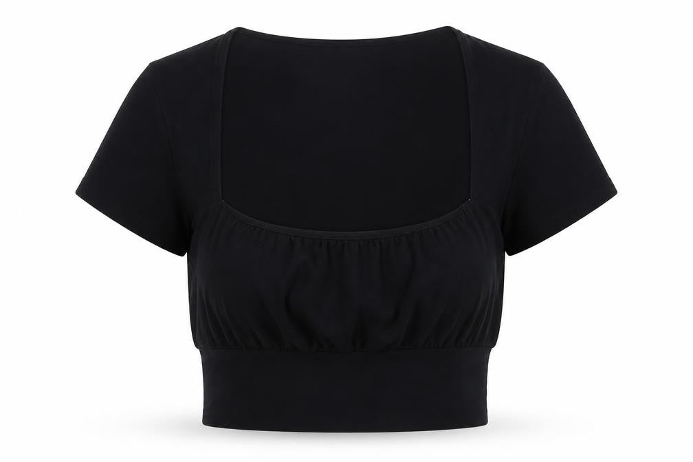 Front view of ASOS Design Women's Black Cropped T-Shirt, size 12