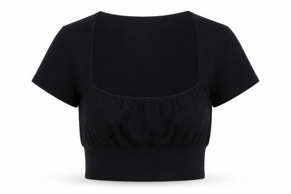 Front view of ASOS Design Women's Black Cropped T-Shirt, size 12