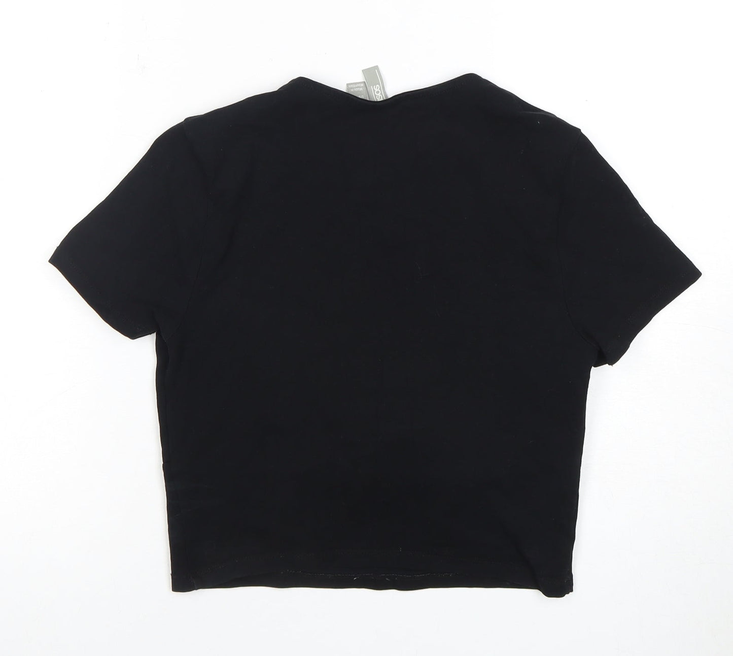Womens UK Size 12 ASOS Design Black Cropped T-Shirt