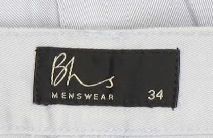 BHS Men's Blue Chino Shorts 34 Cotton Casual