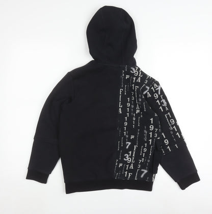 Fila Boys Black Pullover Hoodie, 12 Years, Graphic Print
