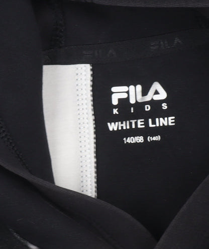 Fila Boys Black Pullover Hoodie, 12 Years, Graphic Print