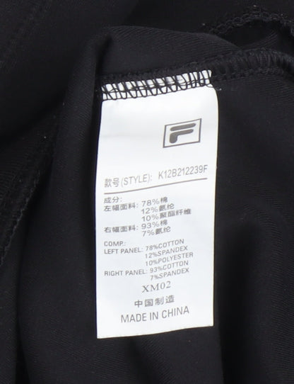 Fila Boys Black Pullover Hoodie, 12 Years, Graphic Print
