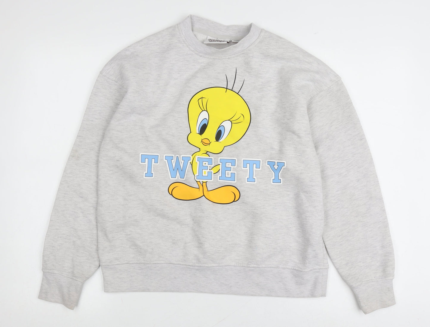 Unisex Adults UK Size XS Looney Tunes Grey Pullover Sweatshirt